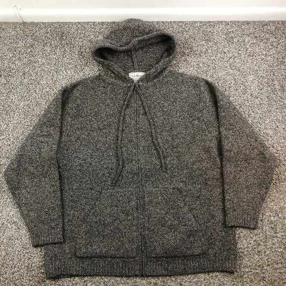 L.L. Bean Sweaters - Vintage LL Bean Hoodie Sweater Lambswool Blend Full Zip Gray Womens Medium